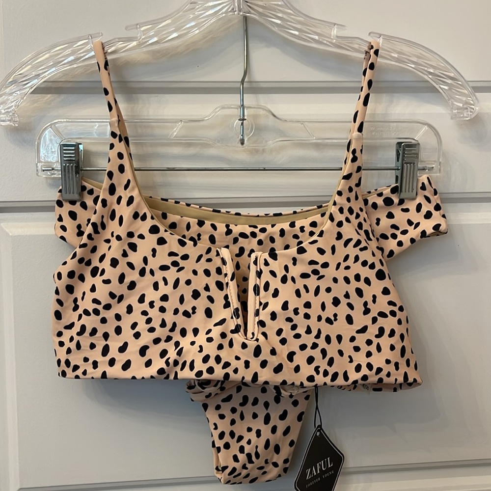 Zaful Pink and Black Leopard Print Bikini Swimsuit Size:Small US 4 New With Tags